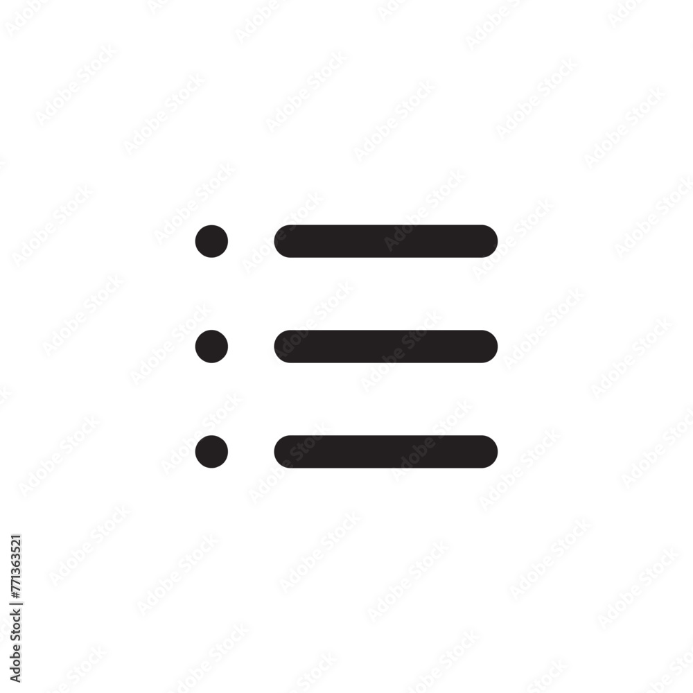 List bullets vector icon. Menu format flat sign design. Formatting items symbol pictogram. Hamburger list ellipsis icon. Ellipsis menu sign. Burger menu sign. UX UI icon List bullets vector icon. Menu format flat sign design. Formatting items symbol pictogram. Hamburger list ellipsis icon. Ellipsis menu sign. Burger menu sign. UX UI icon