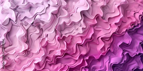 A 3d seamless grid displays pink and purple tiling paper  gravity-defying landscapes  experimental formations  a white background  and irregular linear forms.