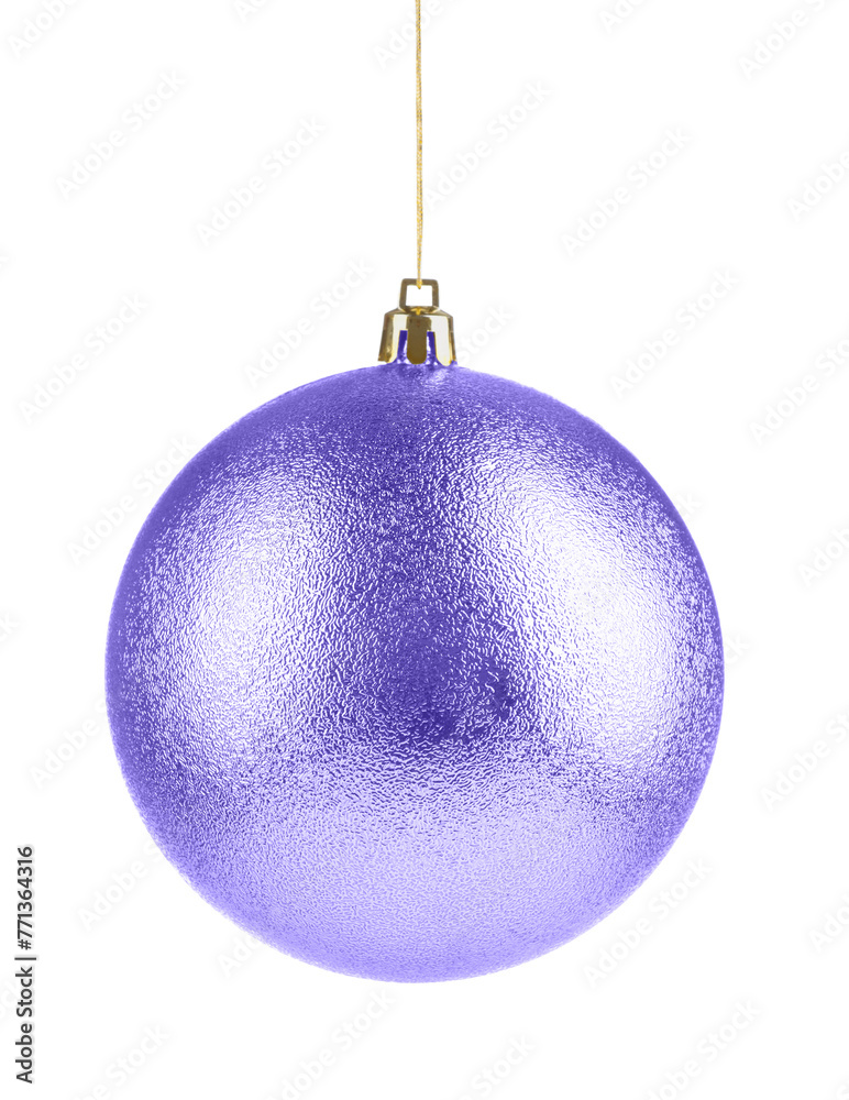 Violet Christmas ball hanging on white background Violet Christmas ball hanging on white background
