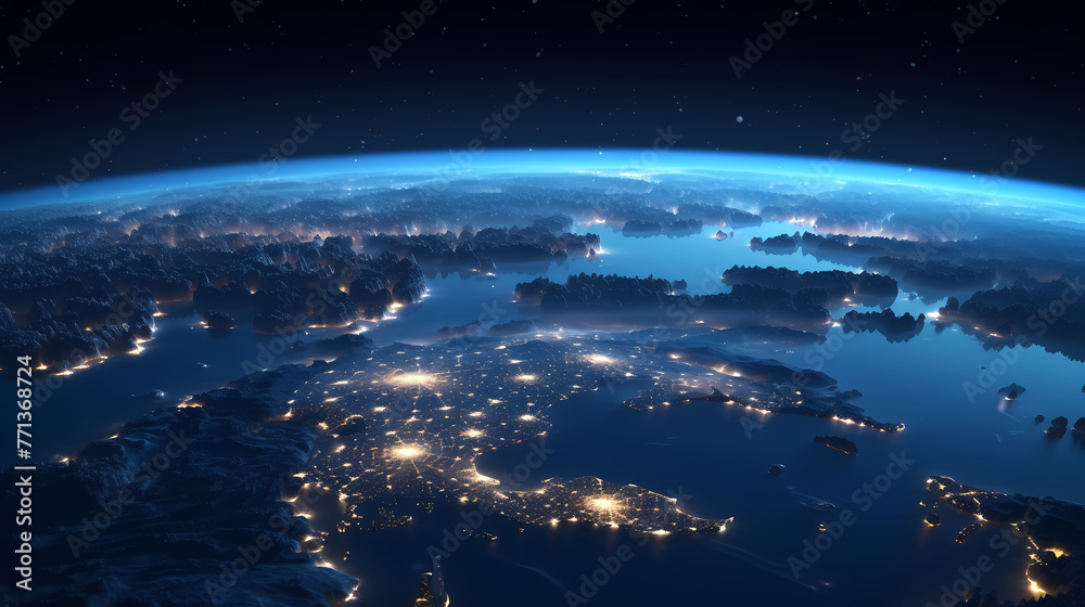Fototapeta premium Planet Earth ,city lights seen from space