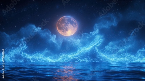 moon over the sea night landscape