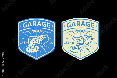 polisher machine car logo design for automotive service, garage, parts and racing company business