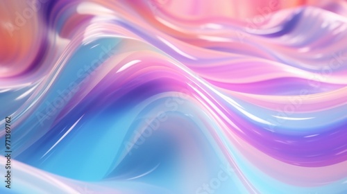 Cosmic Cascades: Heavenly top view of 3D holographic waves, cascading in celestial hues.