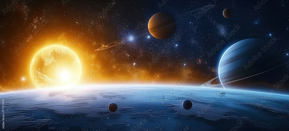 Obraz premium solar system planets and star