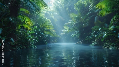 lake in tropical forest beautiful landscape photo