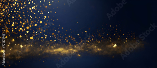 dark blue  b ack ground and golden stars Full Frame Shot Of Colourful vibrant glittering generative by ai.. photo