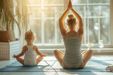 mother and child doing yoga
