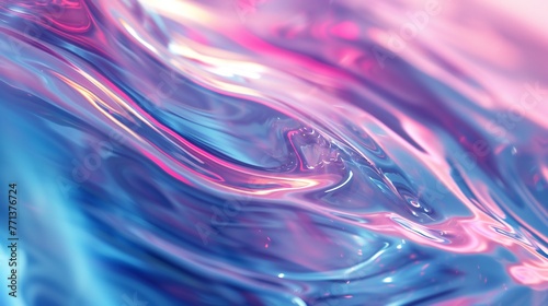 Serene Liquid Holography: Calming colors merge in fluid forms, creating a tranquil holographic display.