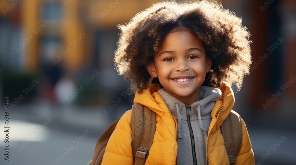 Portrait of a happy young girl with curly hair smiling Portrait of a happy young girl with curly hair smiling
