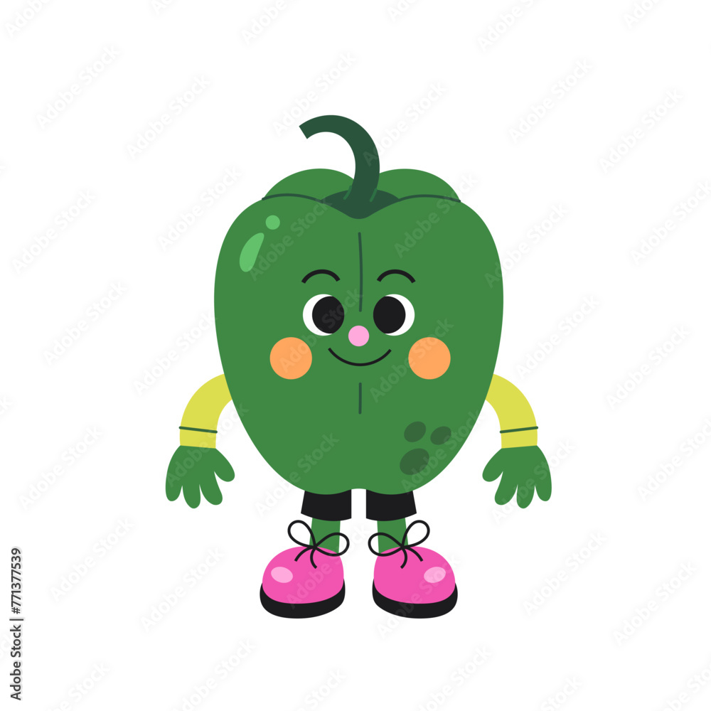Cute green pepper illustration on a white background. Cute green pepper illustration on a white background.