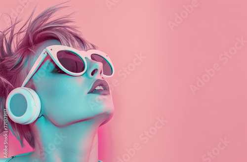 woman Thin white sunglasses