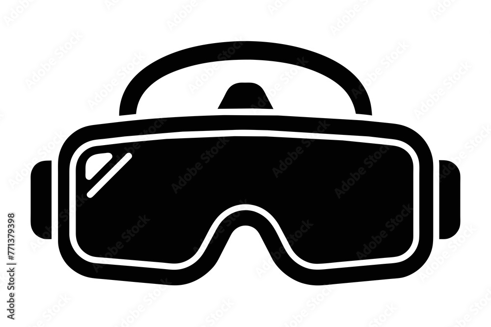 simple black silhouette VR Glasses Vector white background simple black silhouette VR Glasses Vector white background