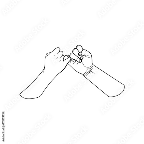 interlocking little fingers symbolizes swearing and promising black and white vector, jari kelingking saling berkaitan simbol bersumpah dan berjanji hitam putih vektor photo