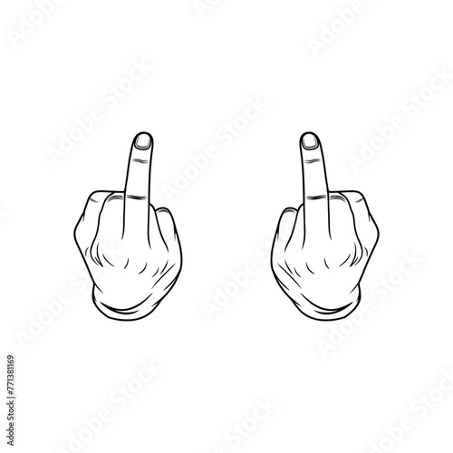 left and right hand middle finger gesture middle finger sign line art