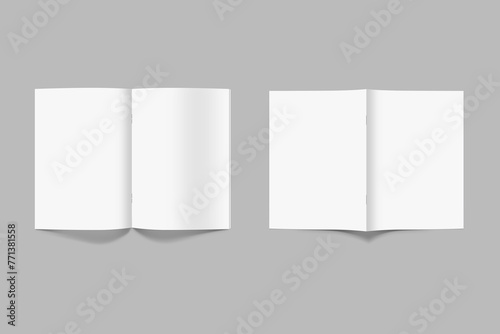 Fényképezés Open white glossy catalog double-page spread with clean blank pages