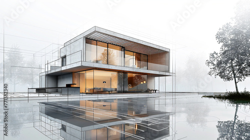 Boceto de arquitectura casa de diseño