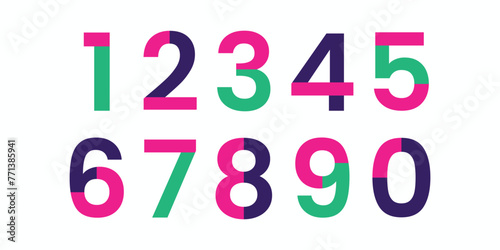 Number set vector font alphabet  modern dynamic flat design with brilliant colorful for your unique elements design.