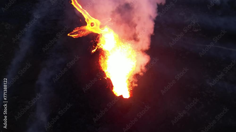 Aerial view of the volcano in Iceland with a lava field, eruption Volcano erupt litli hrutur Iceland Aerial view of the volcano in Iceland with a lava field, eruption Volcano erupt litli hrutur Iceland