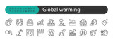 set of global warming icon, climate change, pollution