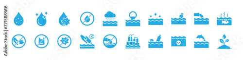 set of water icons, water pollution, environment