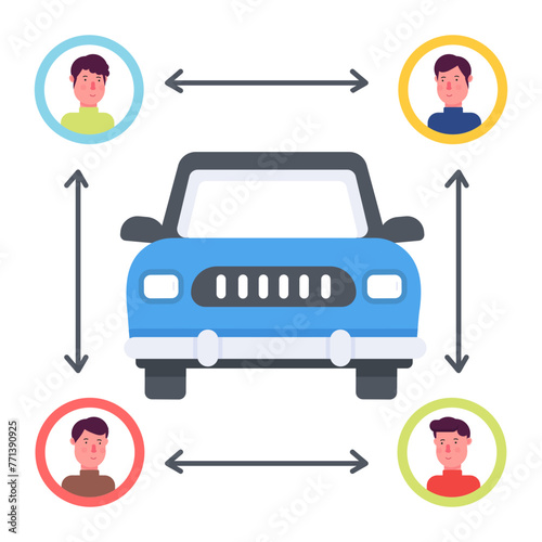 Trendy flat icon of sharing vehicle 