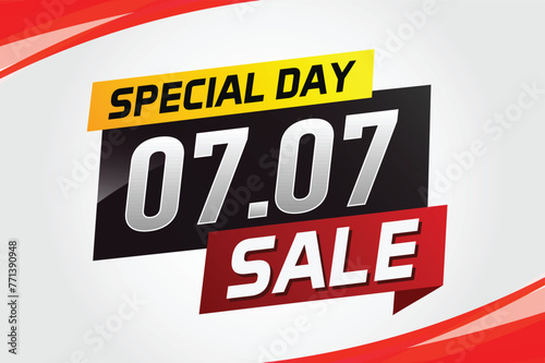 7.7 Special day sale word concept vector illustration with ribbon and 3d style for use landing page, template, ui, web, mobile app, poster, banner, flyer, background, gift card, coupon

