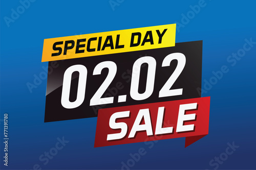 2.2 Special day sale word concept vector illustration with ribbon and 3d style for use landing page, template, ui, web, mobile app, poster, banner, flyer, background, gift card, coupon

