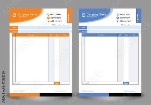 Invoice Cash Memo Template Design