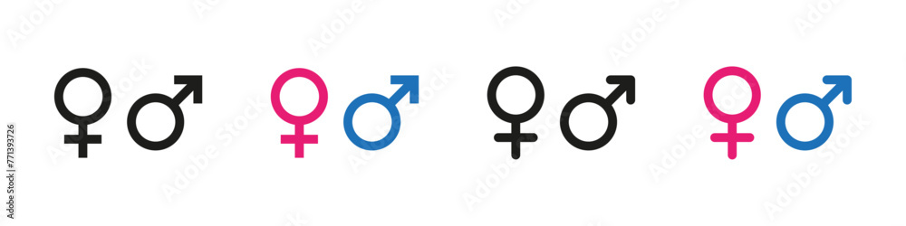 Gender symbol set vector illustration. Male and female sign collection. Gender symbol set vector illustration. Male and female sign collection.
