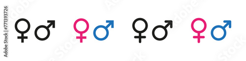 Gender symbol set vector illustration. Male and female sign collection.