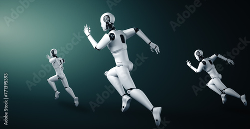 XAI 3d illustration Running robot humanoid showing fast movement and vital energy in concept of future innovation development toward AI brain and artificial intelligence thinking by machine learning