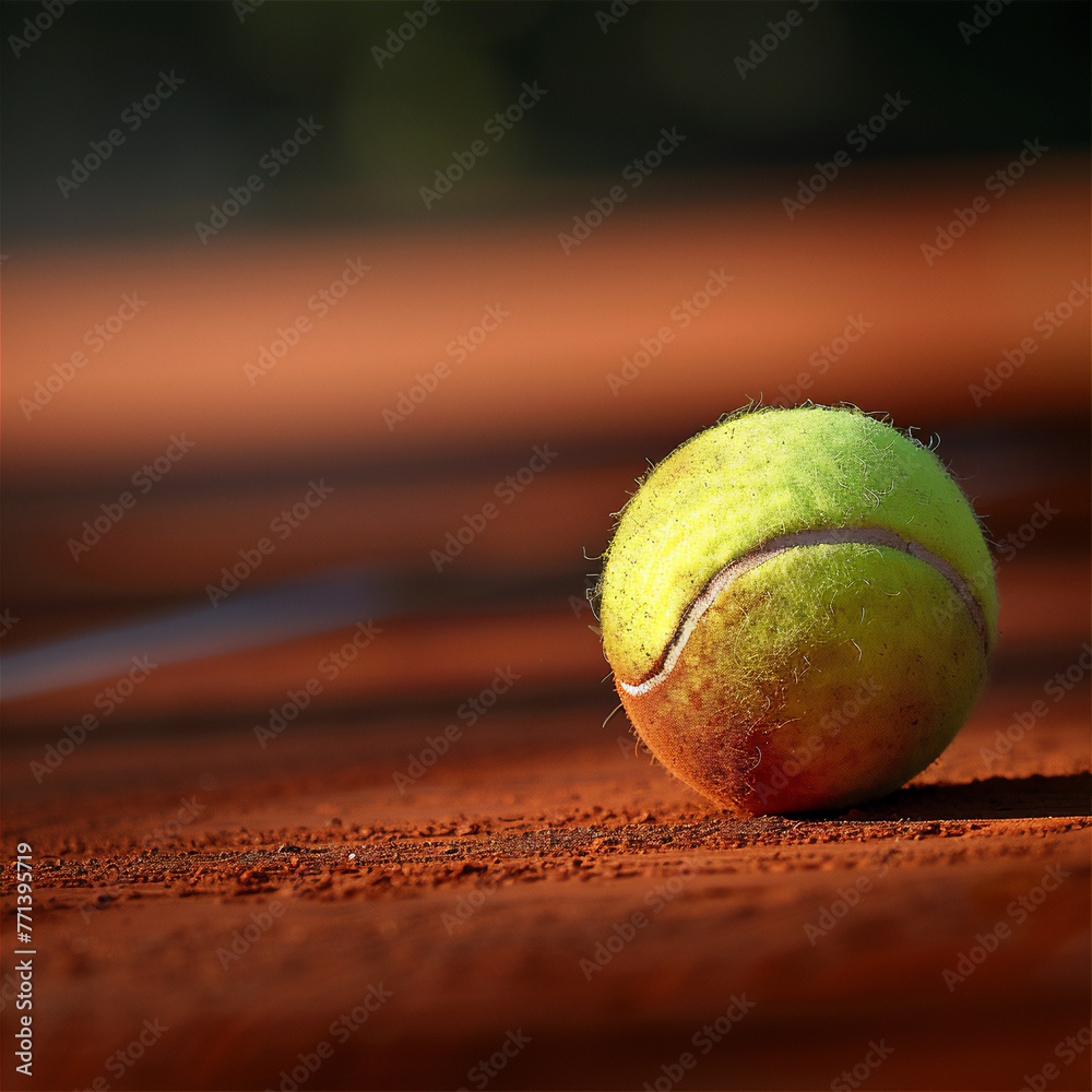 close up a tennis ball on the court