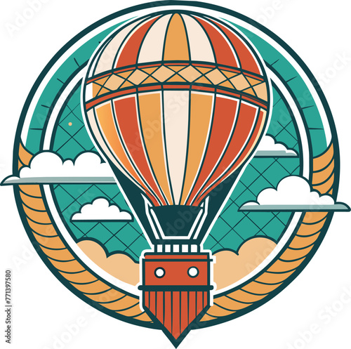 Hot air balloon icon. Transportation travel and trip theme. Colorful design.