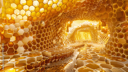  the intricate city-like structure inside a wild beehive