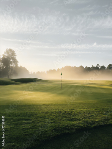  feature a serene golf course at sunrise, showing a clear sky, and well-manicured fairways , the images start a new journey in golf. 