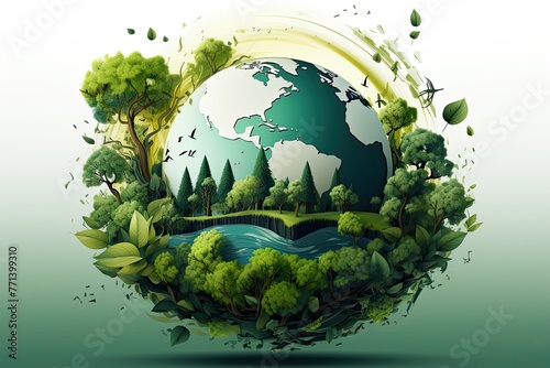 save the green planet concept with green Earth globe  Earth Day.