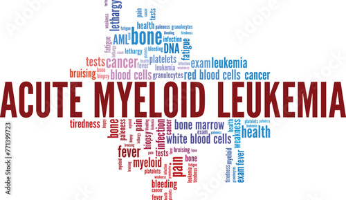 Acute Myeloid Leukemia word cloud conceptual design isolated on white background.