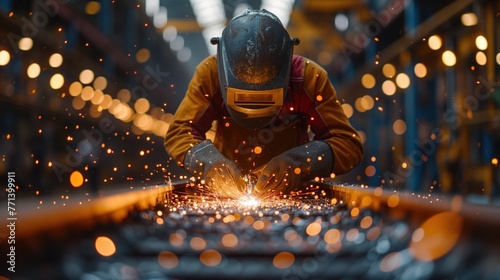 worker welder at work factory interior photo