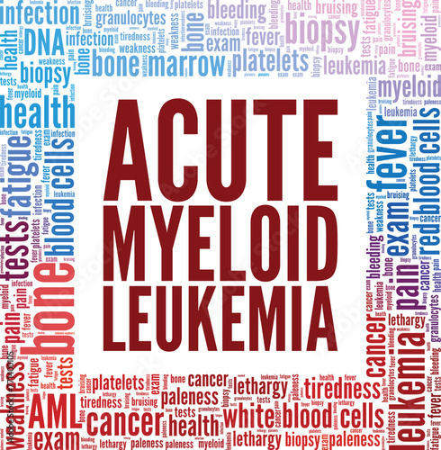 Acute Myeloid Leukemia word cloud conceptual design isolated on white background.