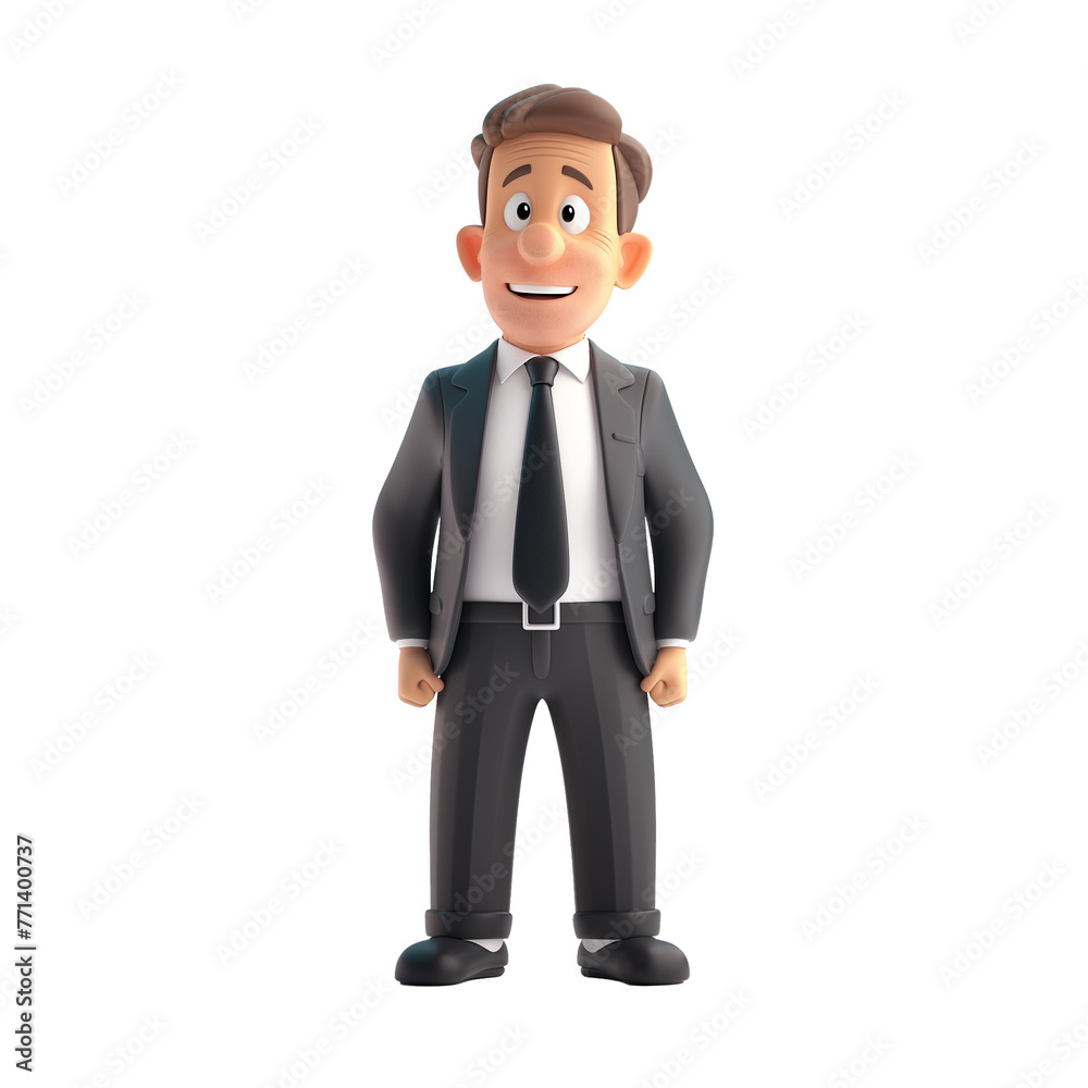Businessman cartoon 3d model isolated on transparent Businessman cartoon 3d model isolated on transparent
