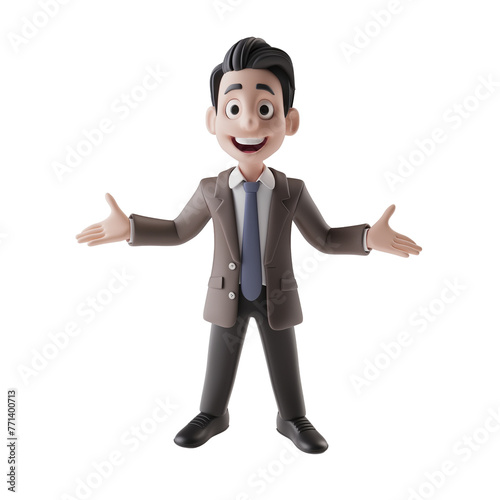 Businessman cartoon 3d model isolated on transparent