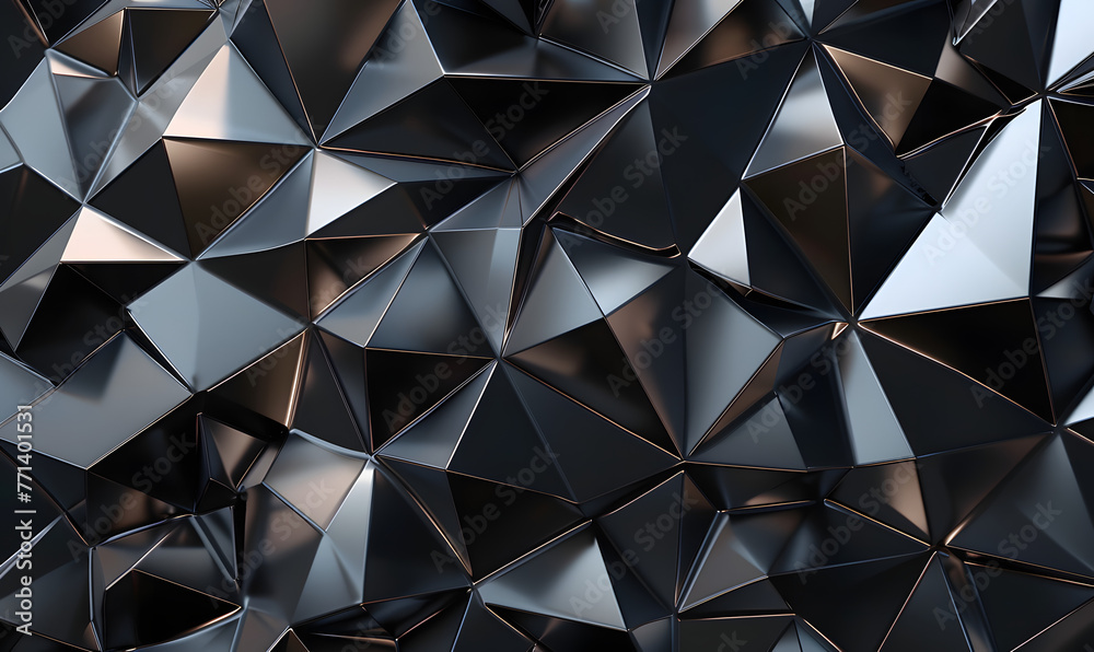 Glossy metallic geometric triangle patterns for background, Generative AI Glossy metallic geometric triangle patterns for background, Generative AI