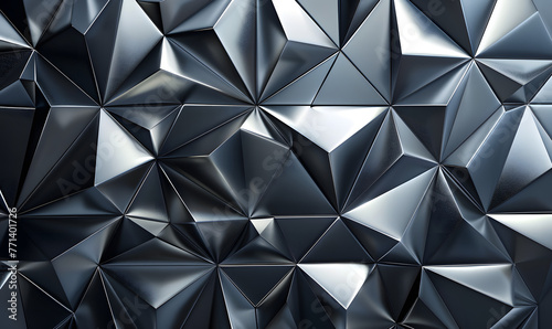 Glossy metallic geometric triangle patterns for background, Generative AI 