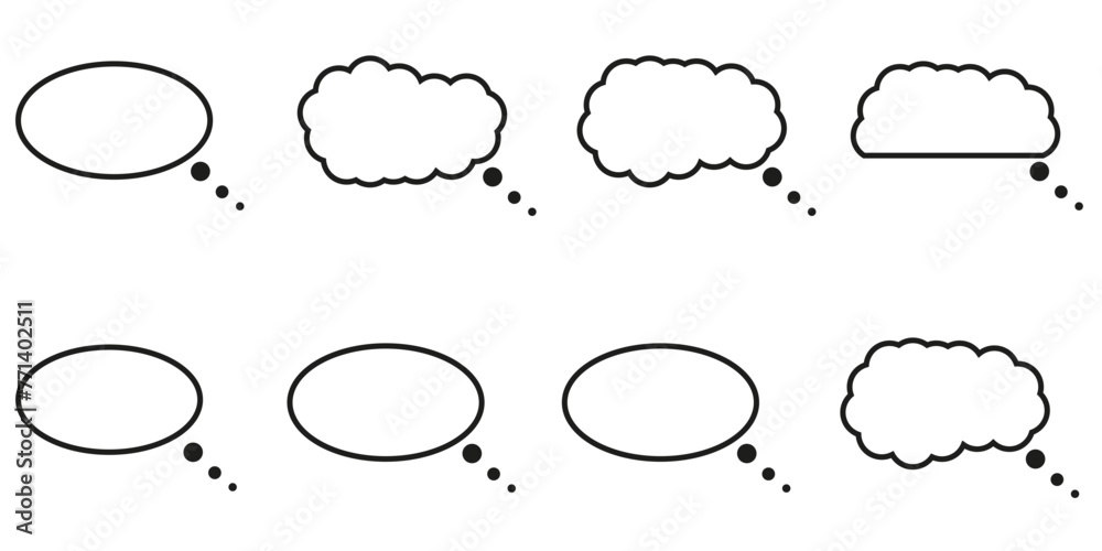 Fototapeta premium Minimalist Geometric Frame set. Blank outline black and white Textbox Shape collection. Speech Bubbles design. Vector illustration can used web and social media design. EPS 10