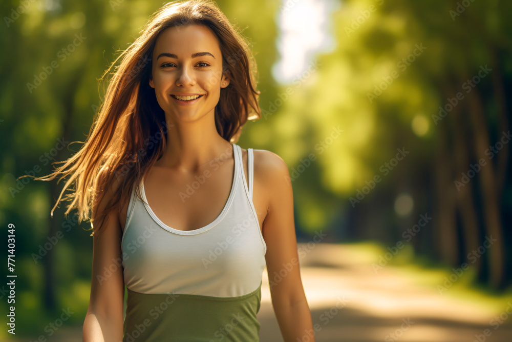 Young woman enjoying nature, showcasing beauty and a carefree lifestyle outdoors Young woman enjoying nature, showcasing beauty and a carefree lifestyle outdoors