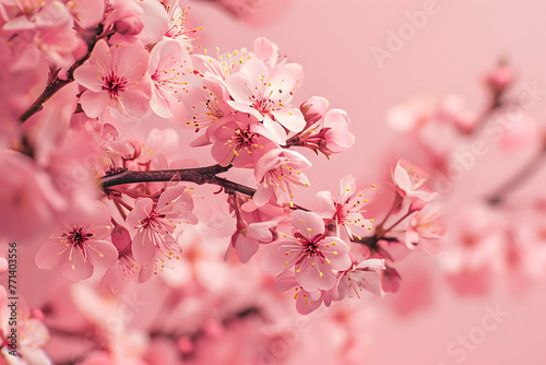 spring flowers on pink background in the style of cherr 57e82043-8bb6-470c-b82a-a79cdbe19875