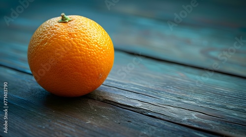 Close up of a fresh Orange on a rustic wooden Table