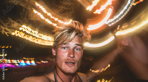 a selfie taken while spinning to the music at a summer music festival 