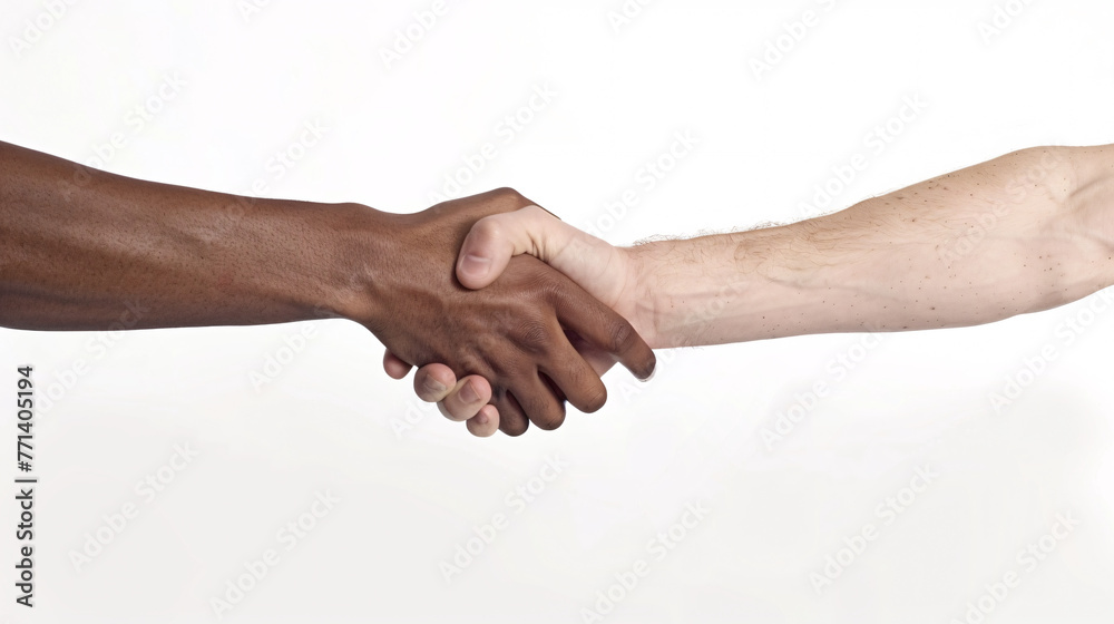 close up of a business and casual handshake on a white background close up of a business and casual handshake on a white background