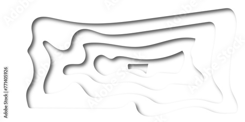 Luxury white and gray 3d papercut texture art shadow backdrop digital striped blank  topography map background. creative concept element papercut line futuristic style paper carve graphic design.